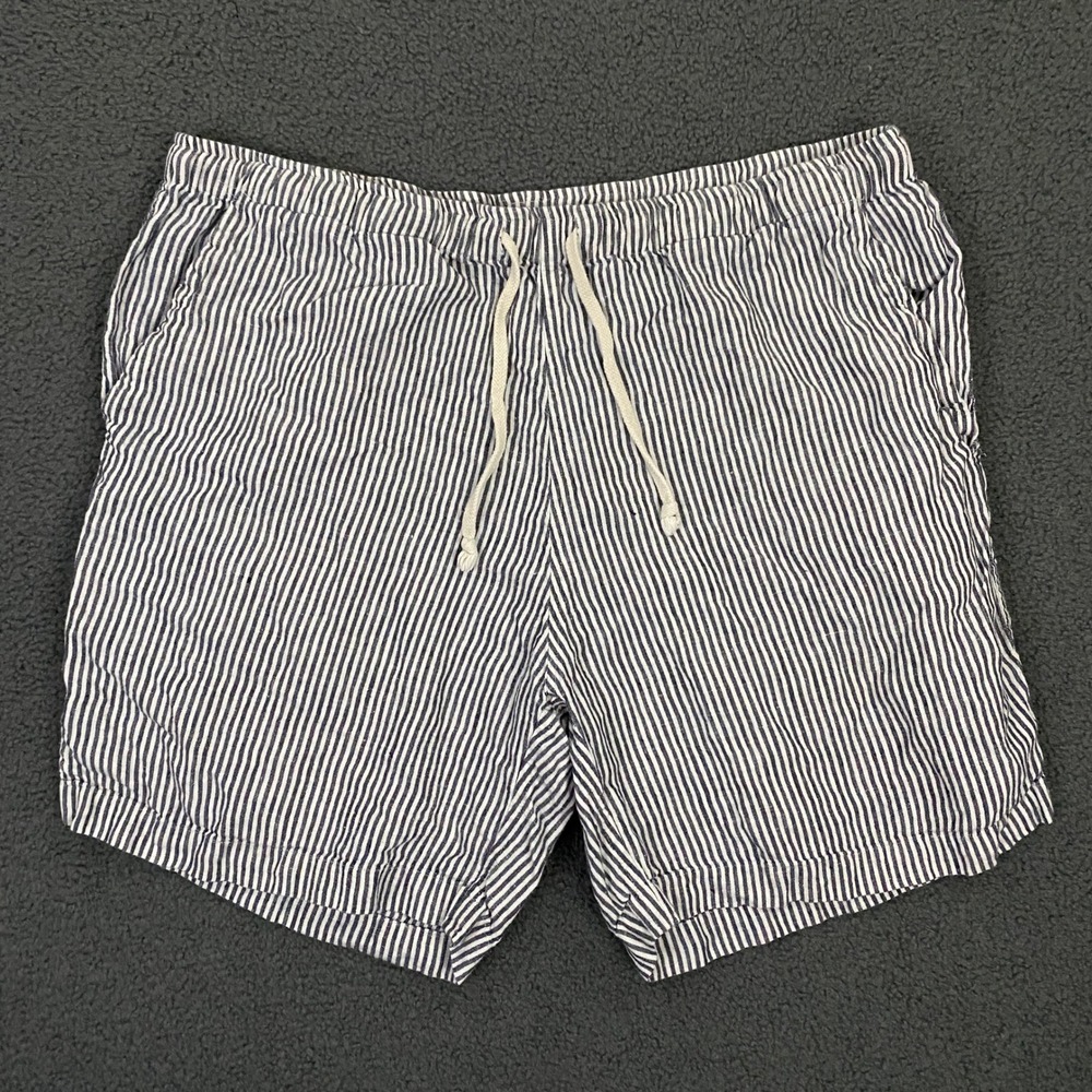 Alex Crane Linen Shorts Mens XL Striped Elastic Waist Drawstring Resort Casual